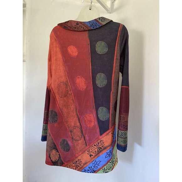 Vintage Made With Love Mod Long‎ Sleeve Abstract Tunic Top Button Accent Size S - Picture 4 of 10